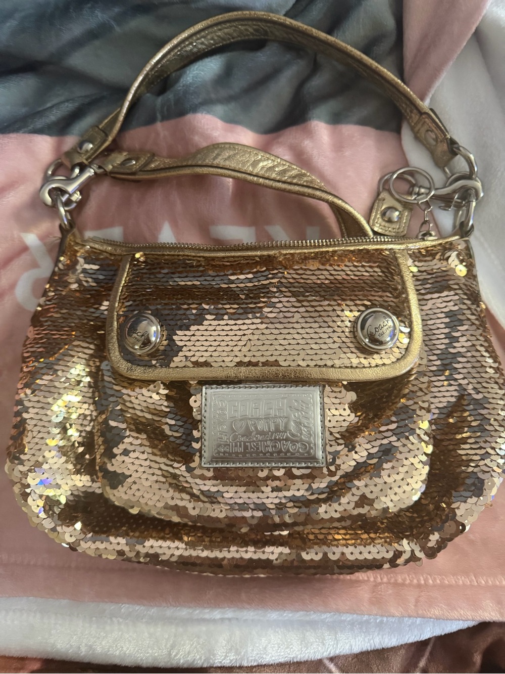 Coach Gold Sequin Crossbody Bag